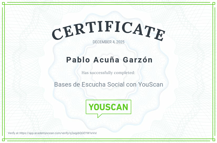 YouScan certificate: Bases de Escucha Social con YouScan