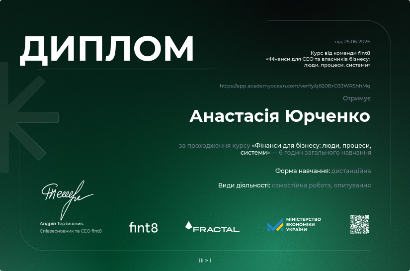 Фінанси для СЕО та власників бізнесу certificate: Підсумки курсу та корисні посилання