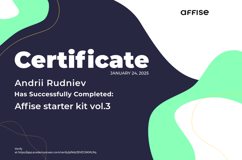 Affise certificate: Affise starter kit vol.3
