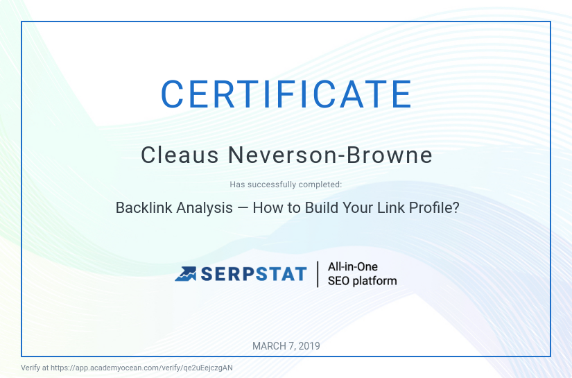 Serpstat certificate: Backlink Analysis — How to Build Your Link Profile?