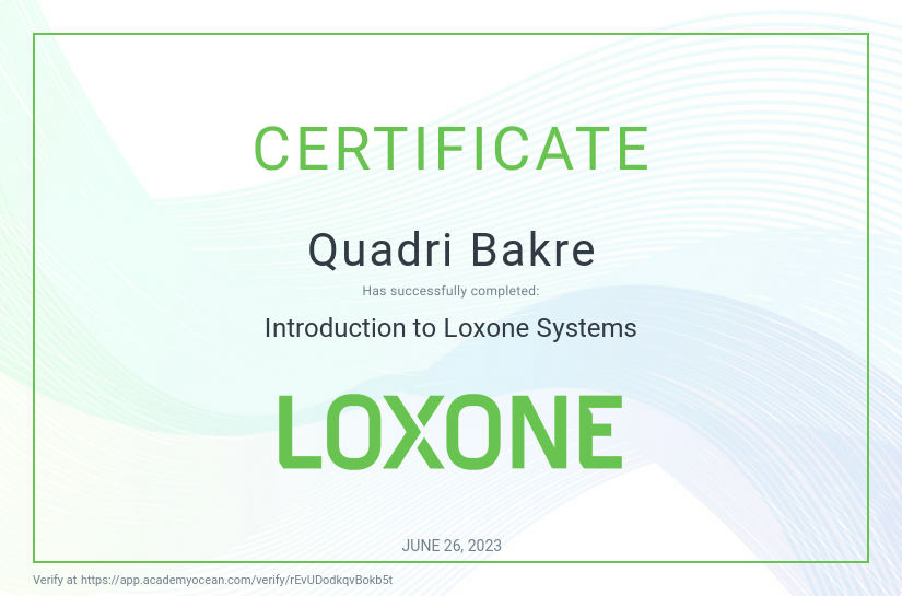 Loxone Academy US certificate: Introduction to Loxone Systems
