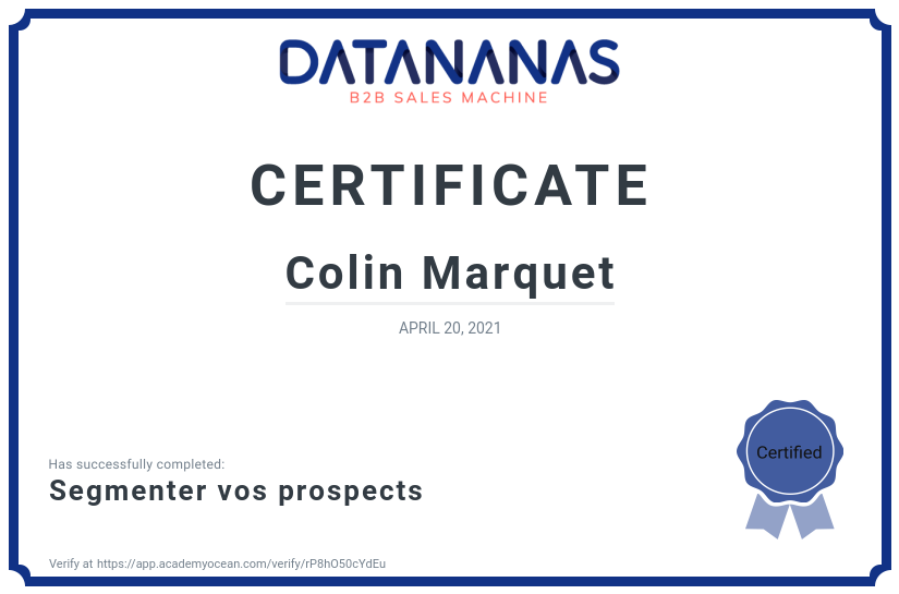 academy certificate: Segmenter vos prospects