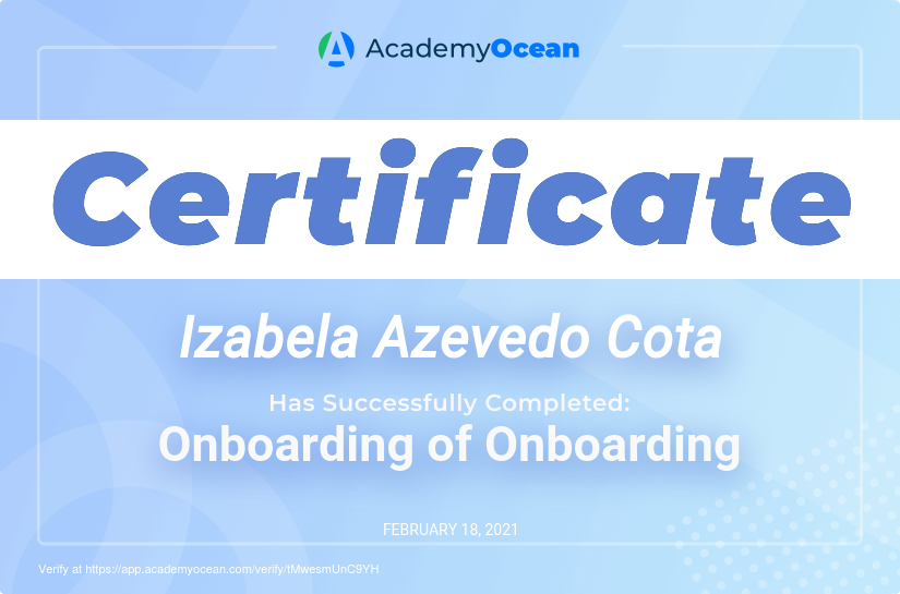 Universidade CS Onboarding certificate: Onboarding of Onboarding