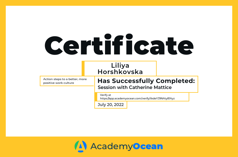 Coaching for Ukraine certificate: Session with Catherine Mattice