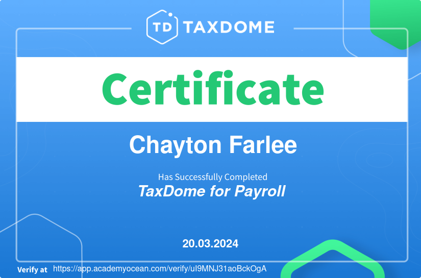 TaxDome Academy certificate: Payroll in TaxDome