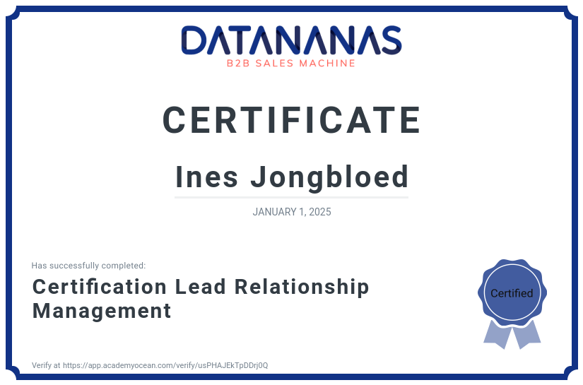 academy certificate: Certification Lead Relationship Management