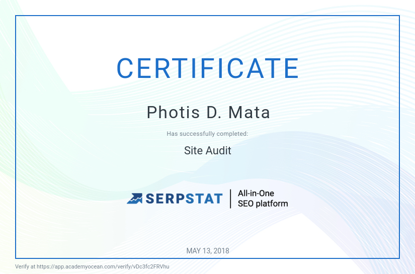 Serpstat certificate: Site Audit