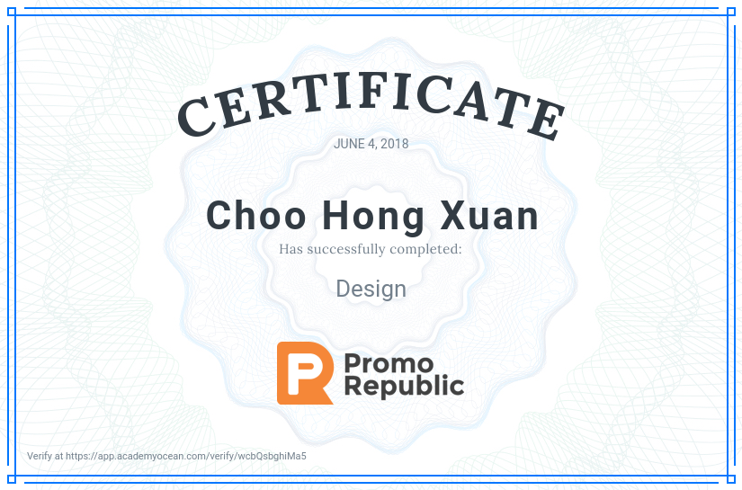 PromoRepublic certificate: Design