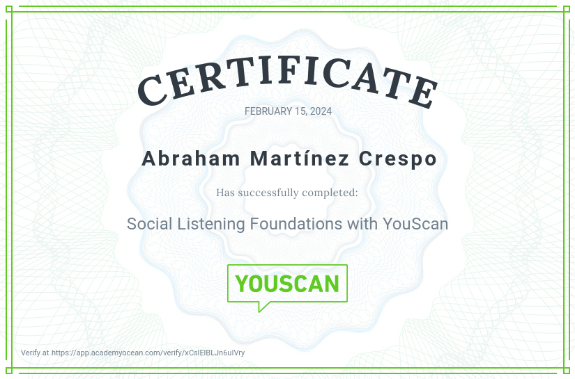 YouScan certificate: Social Listening Foundations with YouScan