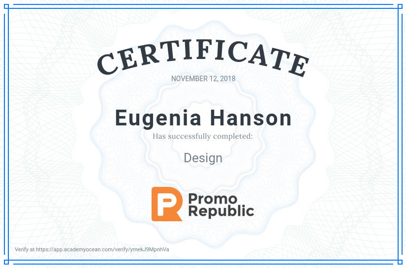 PromoRepublic certificate: Design
