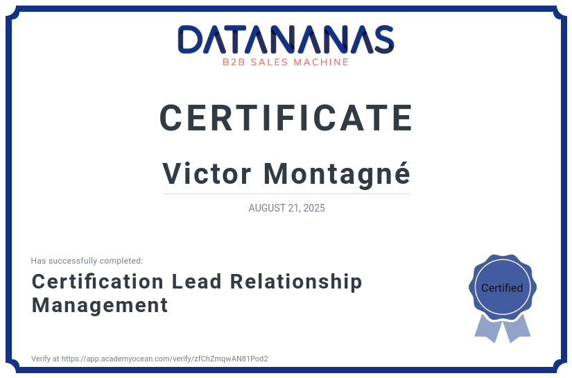 academy certificate: Certification Lead Relationship Management